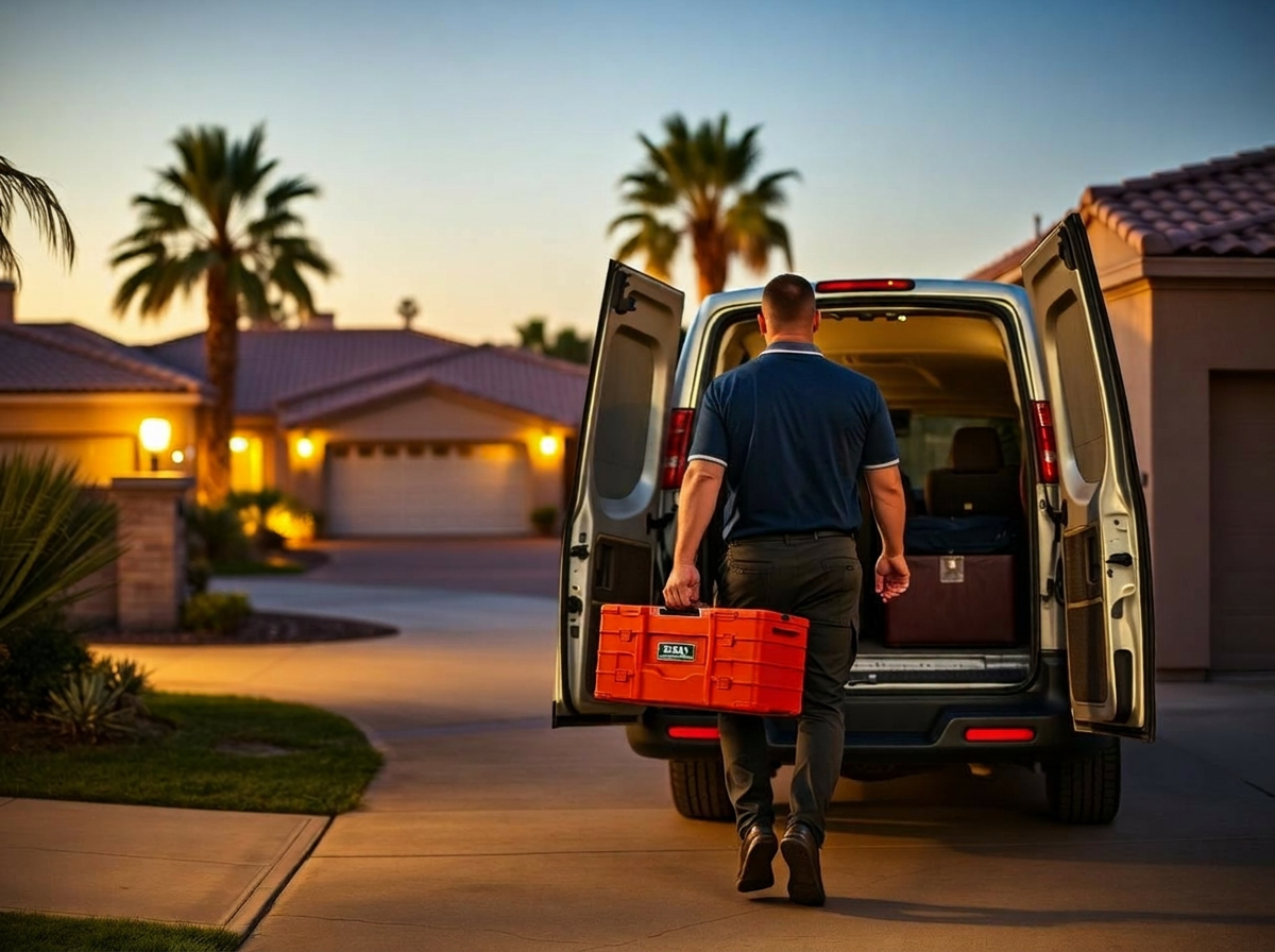 Locksmith arriving on-site at a Las Vegas home